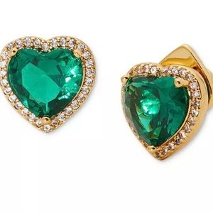 NWT 💚⚜️ Kate Spade Heart Stud Earrings Green